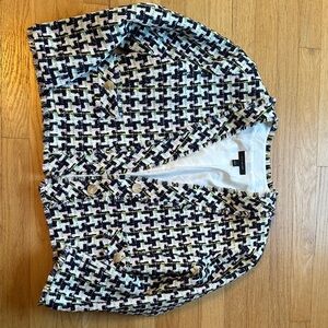Ann Taylor  Navy and White Patterned Blazer